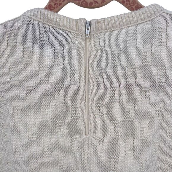 Castleberry Vintage Zip Back Pullover Sweater Cream Size 16 - Picture 6 of 10